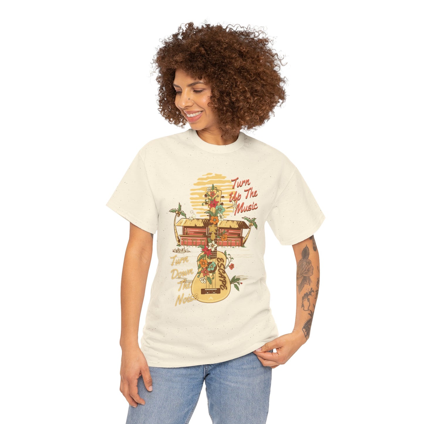 Turn Up the Music Heavy Cotton Tee - Tune In, Zone Out, Feel the Vibe!