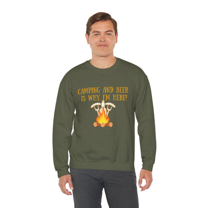 Camping and Beer Unisex Heavy Blend™ Crewneck Sweatshirt - Pure Comfort, Pure Fun!