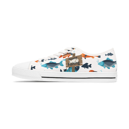 All Over Print Fishing  Low Top Sneakers - Reel in the Fun!