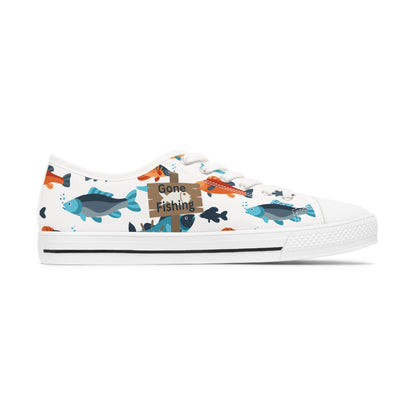 All Over Print Fishing  Low Top Sneakers - Reel in the Fun!