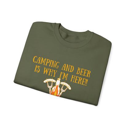 Camping and Beer Unisex Heavy Blend™ Crewneck Sweatshirt - Pure Comfort, Pure Fun!