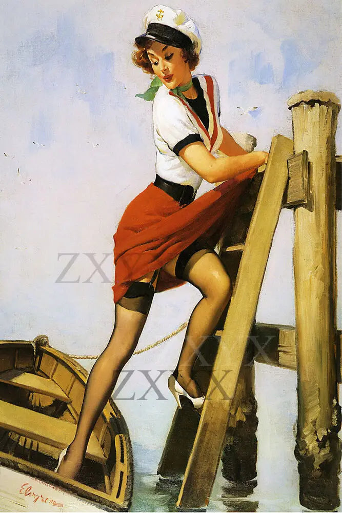 Sailor Beware Vintage Classic Pinup Girl Poster Print