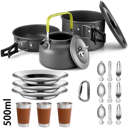 Camping Cookware & Tableware Set - Cook Anywhere, Anytime