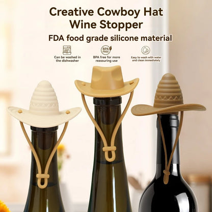 Creative Silicone Cowboy Hat Bottle Stoppers - Keep Your Beverages Fresh in Style